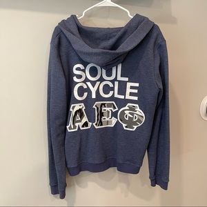CUSTOM SoulCycle x AEPHI zip up sweatshirt, Alpha Epsilon Phi Camo Letters